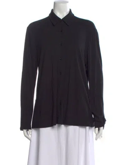 Pre-owned Leset Long Sleeve Button-up Top In Black