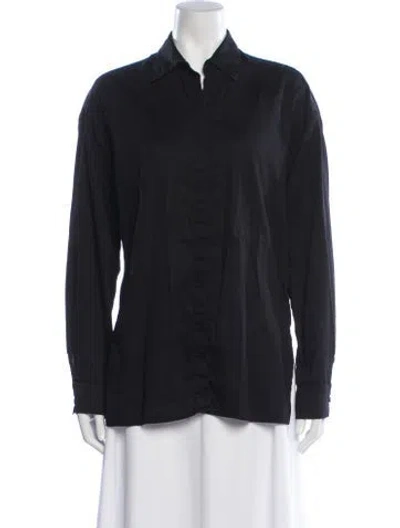Pre-owned Leset Long Sleeve Button-up Top In Black
