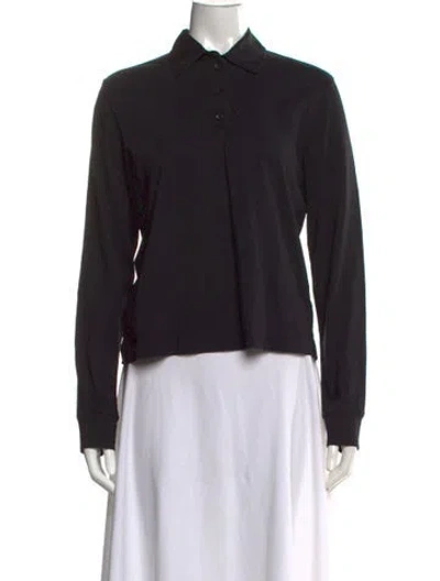 Pre-owned Leset Long Sleeve Button-up Top In Black