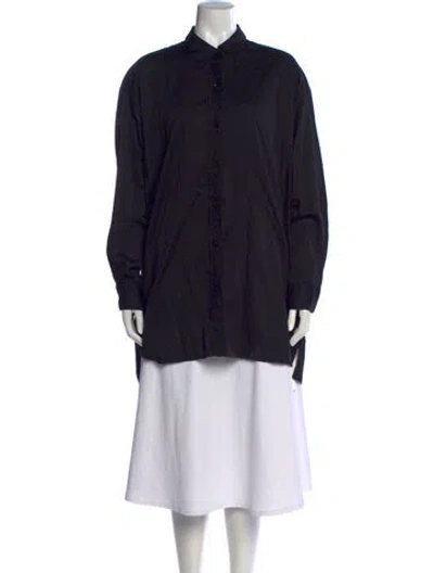 Pre-owned Leset Long Sleeve Button-up Top In Black
