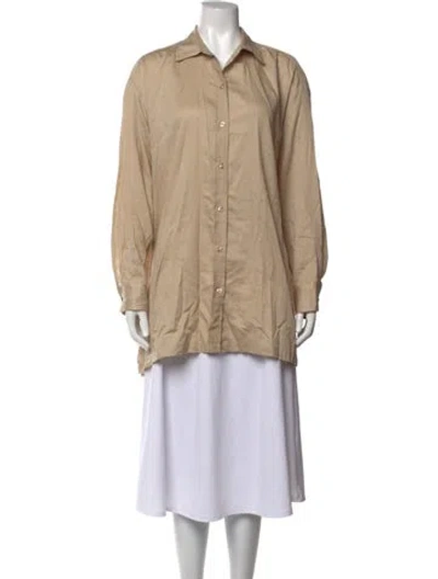 Pre-owned Leset Long Sleeve Button-up Top In Neutrals