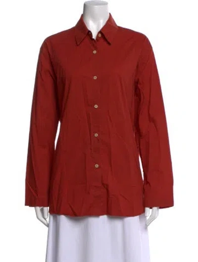 Pre-owned Leset Long Sleeve Button-up Top In Red
