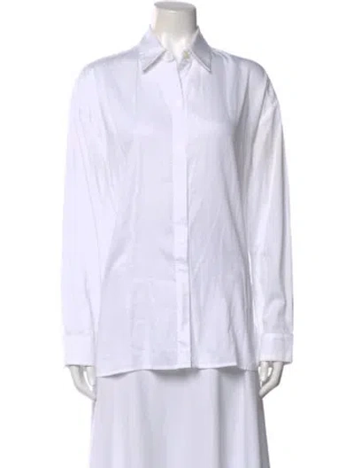 Pre-owned Leset Long Sleeve Button-up Top In White