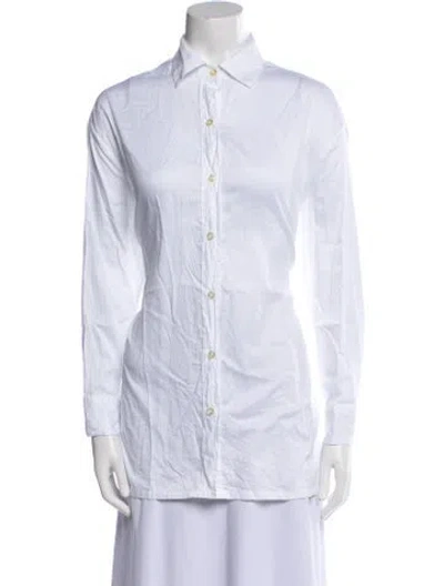 Pre-owned Leset Long Sleeve Button-up Top In White