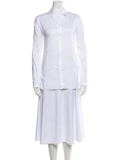Pre-owned Leset Long Sleeve Button-up Top In White