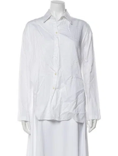 Pre-owned Leset Long Sleeve Button-up Top In White