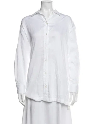 Pre-owned Leset Long Sleeve Button-up Top In White