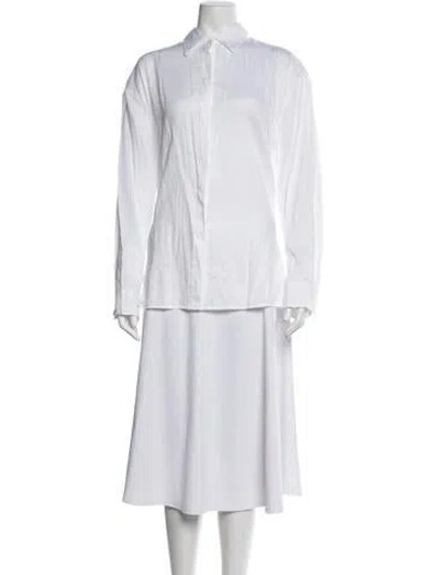 Pre-owned Leset Long Sleeve Button-up Top In White