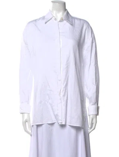 Pre-owned Leset Long Sleeve Button-up Top In White