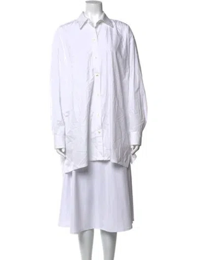 Pre-owned Leset Long Sleeve Button-up Top In White