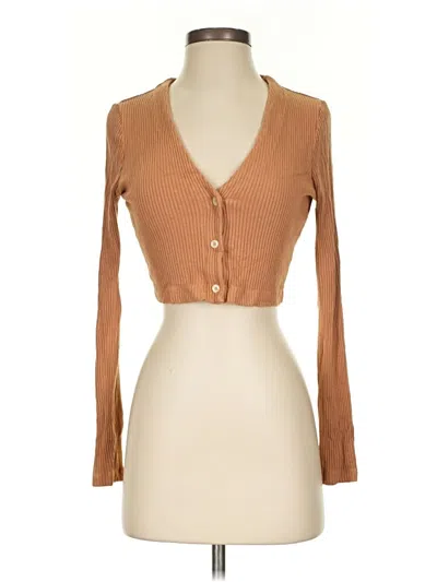 Pre-owned Leset Long Sleeve Top Brown Sweetheart Neckline Tops