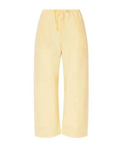 Leset Kyoto Cotton Wide-leg Pants In Yellow