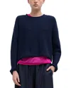 Leset Mae Crewneck Cotton Blend Sweater In Blue