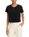 Leset Henley Cotton T-shirt In Black