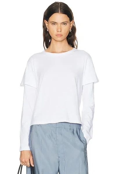 Leset Margo Layered Long Sleeve Tee In White
