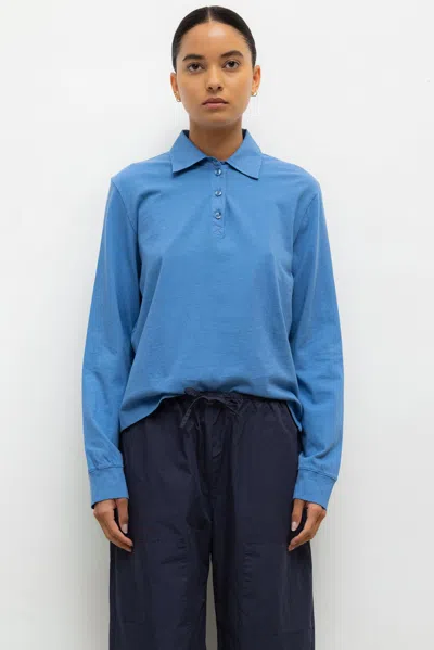Leset Margo Long Sleeve Polo In Blue