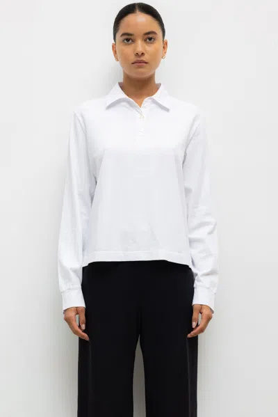 Leset Margo Long Sleeve Polo In White