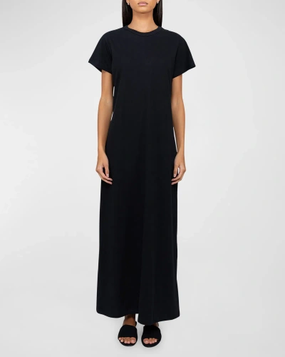 Leset Exclusive Margo Cotton T-shirt Maxi Dress In Black