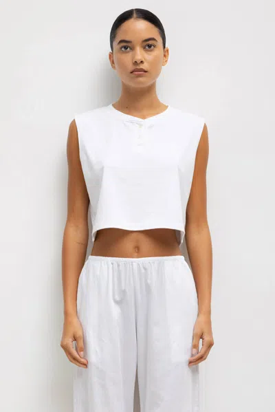 Leset Margo Sleeveless Henley In White