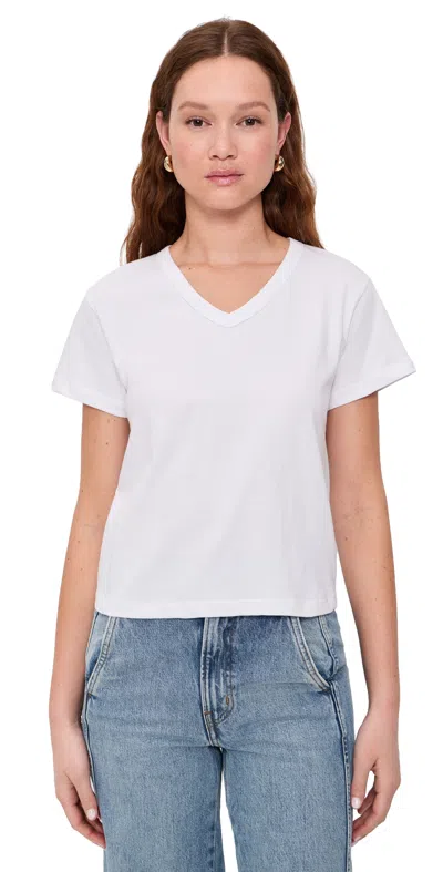 Leset Margo V-neck Cotton T-shirt In White