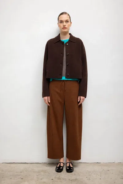 Leset Maya Crop Drawstring Pant In Brown