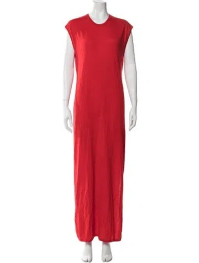 Pre-owned Leset Merino Wool Long Dress In Red