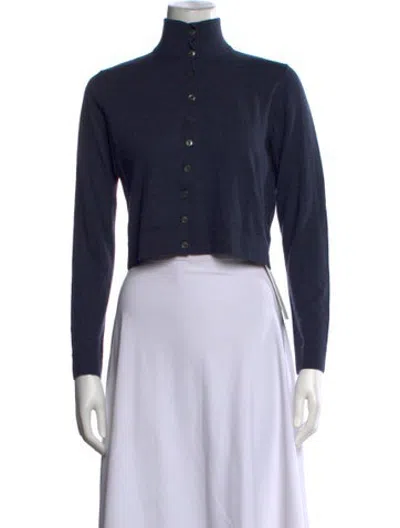 Pre-owned Leset Merino Wool Mock Neck Sweater In Blue