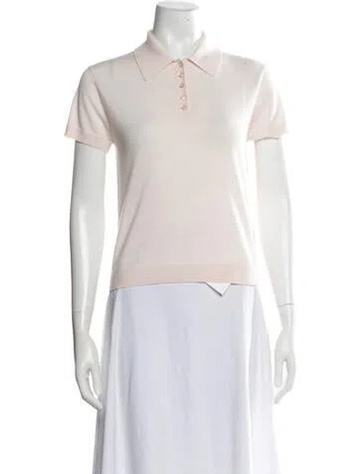 Pre-owned Leset Merino Wool Short Sleeve Polo In White