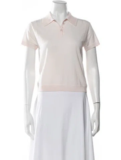 Pre-owned Leset Merino Wool Short Sleeve Polo In White