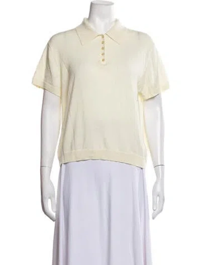 Pre-owned Leset Merino Wool Short Sleeve Polo In Yellow