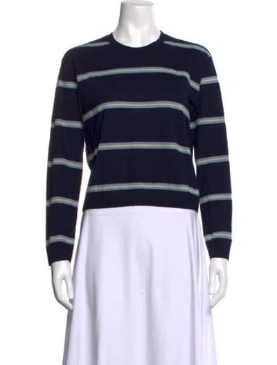 Pre-owned Leset Merino Wool Striped Sweater In Blue