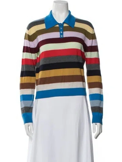 Pre-owned Leset Merino Wool Striped Sweater In Blue