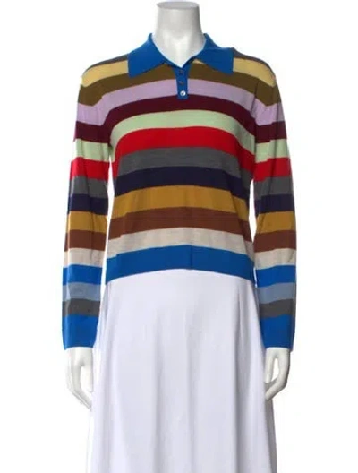 Pre-owned Leset Merino Wool Striped Sweater In Blue