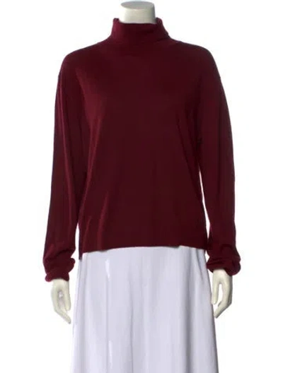 Pre-owned Leset Merino Wool Turtleneck Sweatshirt In Burgundy