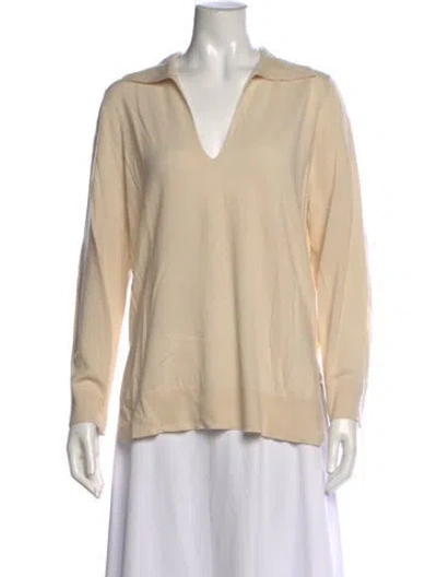 Pre-owned Leset Merino Wool V-neck Sweater In Neutral
