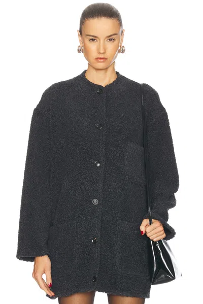 Leset Mica Pocket Cardigan In Charcoal