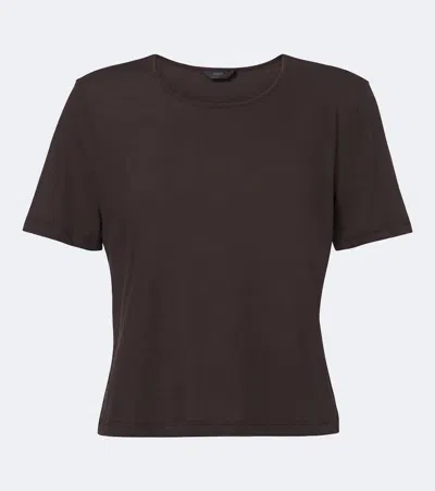 Leset Milo Cropped Cotton T-shirt In Brown