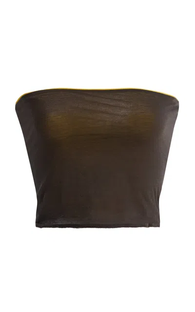 Leset Milo Reversible Cotton Bandeau Top In Brown