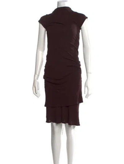 Pre-owned Leset Mock Neck Knee-length Dress In Brown