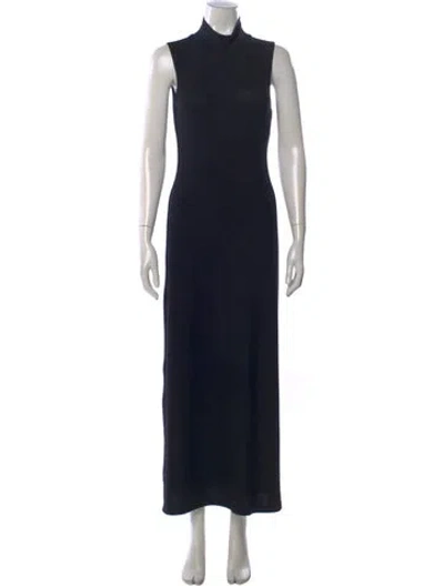 Pre-owned Leset Mock Neck Long Dress In Black