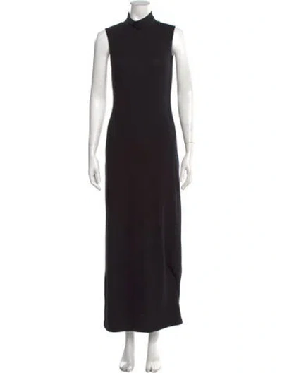 Pre-owned Leset Mock Neck Long Dress In Black