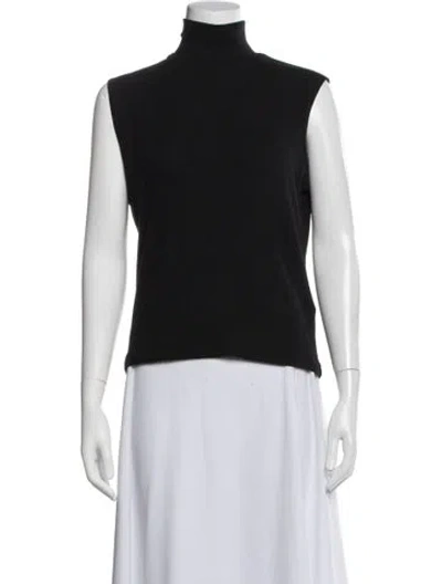 Pre-owned Leset Mock Neck Sleeveless Top In Blue