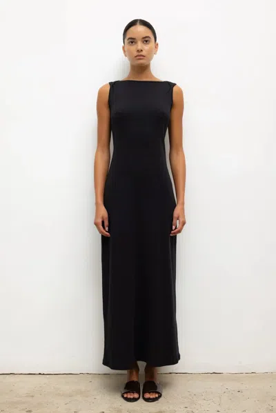 Leset Nando Boatneck Maxi Dress In Black