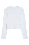 Leset Nando Button-up Crewneck Cardigan In White