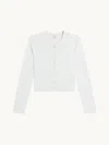 Leset Nando Button-up Crewneck Cardigan In White