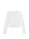 Leset Nando Button-up Crewneck Cardigan In White