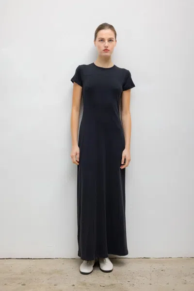 Leset Nando Short Sleeve Maxi Dress In Black