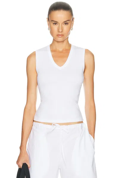 Leset Nando Sleeveless V-neck Tank Top In White