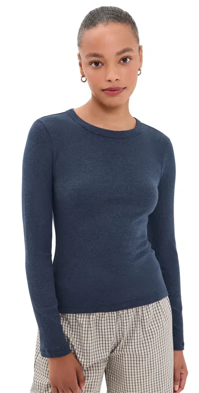 Leset Nando Slim Fit Long Sleeve Tee Midnight Melange In Blue