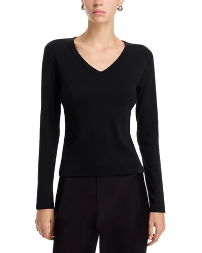 Leset Nando Slim Long Sleeve V Neck Top In Transparent